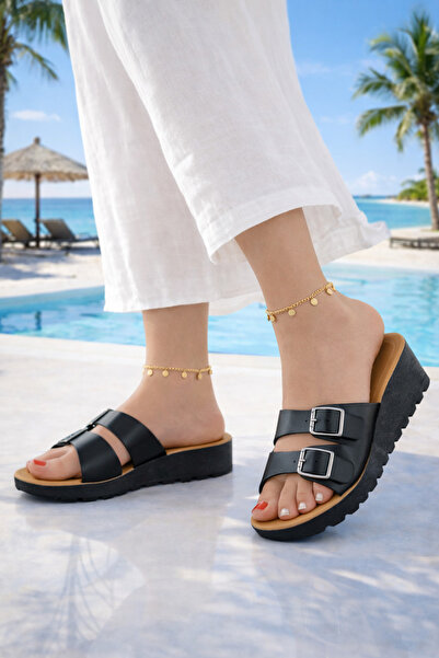 OXİ Γυναικείες Παντόφλες με Τακούνι και Πόρπη για Καθημερινή Χρήση