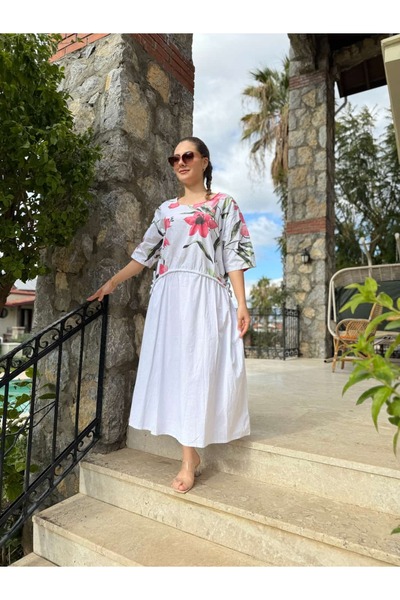 Punta Otantik Pt915400 Belted Rope Detailed Top Floral Pattern Coton Italian ...