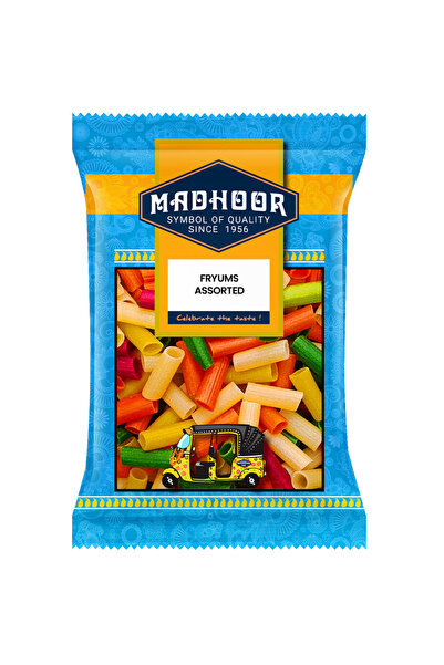 MADHOOR Fryums Assorted Shapes Crunchy Oil Puff Frying Pellets Mini (200g)