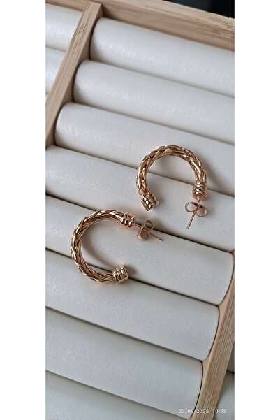 ARİ TAKI Rose Mesh Hoop Steel Earrings