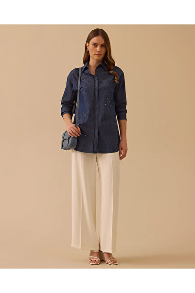 SCL Taşlı Jean Gömlek