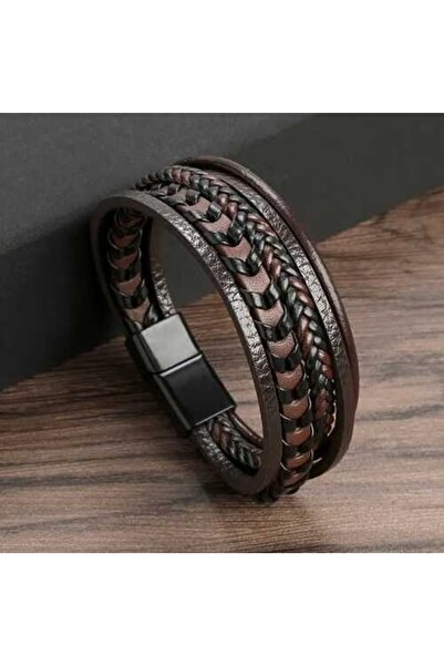 OutfitModa Men's brown Leather bracelet