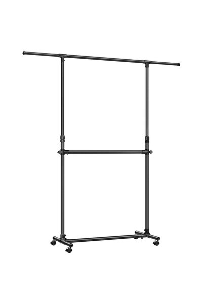 SONGMICS Double-bar clothes rack, lockable wheels, adjustable height, 101x49x...