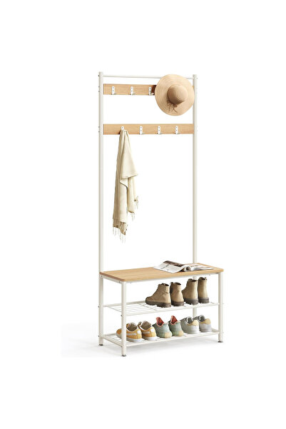 VASAGLE 3-in-1 Hallway Rack with Bench and Shoe Shelf, Metal Frame and Chipbo...