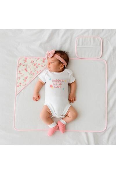 Generis طقم مناشف حمام للبنات مع غطاء للرأس - بنقشة وردية