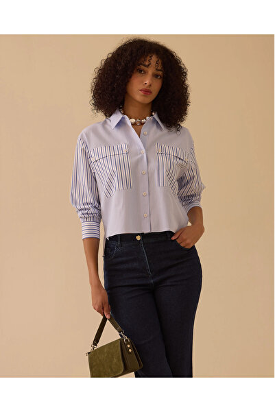 SEÇİL Çizgili Koton Gömlek