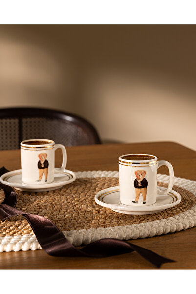 Madame Coco Set de cești de cafea Zoe pentru 2 persoane, 4 piese, auriu - col...