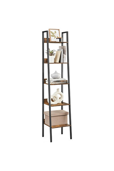 VASAGLE Ladder Bookcase with 5 Shelves, Industrial Design, 34x30x170 cm, Vint...