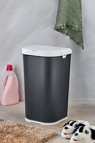 Milenay 45 Litre Otomatik Kapaklı Çamaşır Sepeti Kirli Sepeti Banyo Seti Koku...