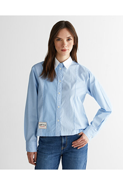 Gant Kadın Mavi Klasik Yaka Çizgili Gömlek