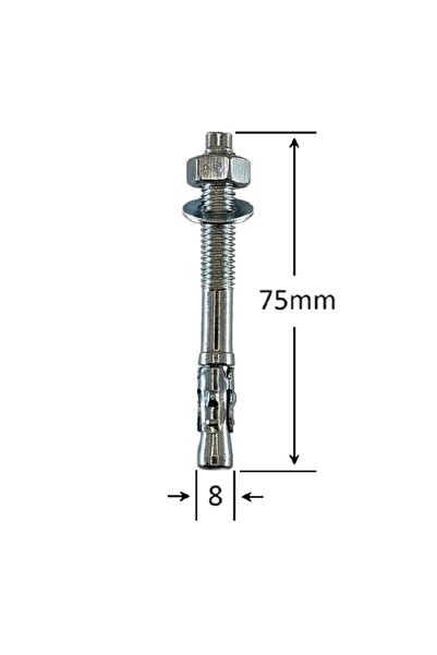 Gray Square Conexpand Ancora Cu Cep Cilindric Si Clema M8x75 - 40buc/cutie