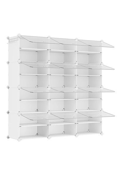 SONGMICS Dulap modular pentru pantofi cu 12 compartimente, panouri din plasti...