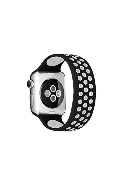 eco port ساعة بحزام سيليكون قابل للتعديل مقاس 38 ملم (ليست ساعة) - أسود-أبيض