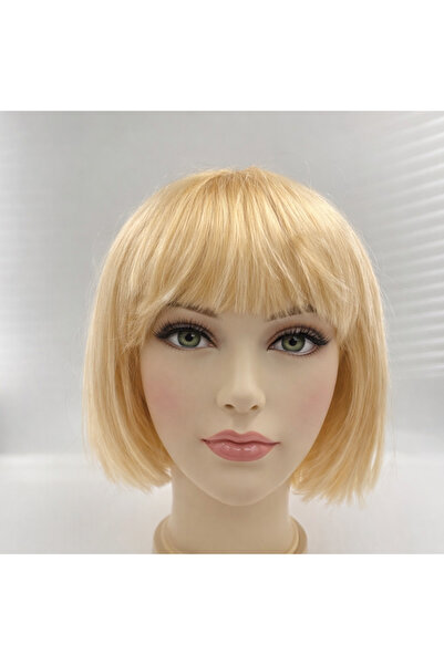 PARTİPORT Perucă bob scurtă galbenă, păr sintetic drept – Perucă pentru femei...