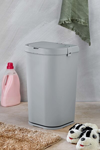 Milenay 45 Litre Otomatik Kapaklı Çamaşır Sepeti Kirli Sepeti Banyo Seti Koku...