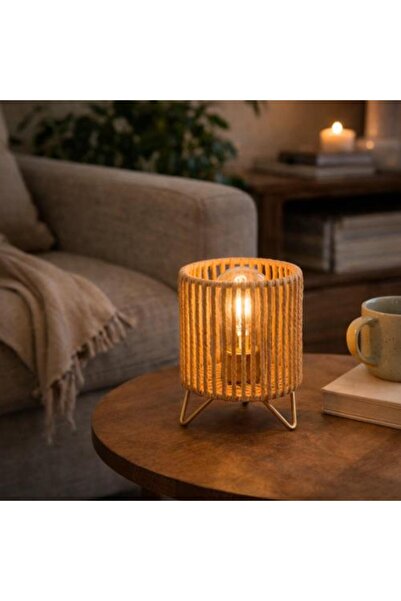 Generic Woven Decorative Lamp with Metal Base