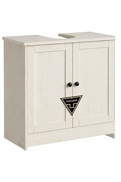 SONGMICS Mască de baie, suport lavoar, raft reglabil, stil rustic, 60x30x61 c...