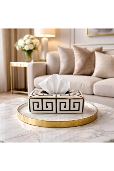 Generic Luxury Ceramic Tissue Box with Geometric Pattern