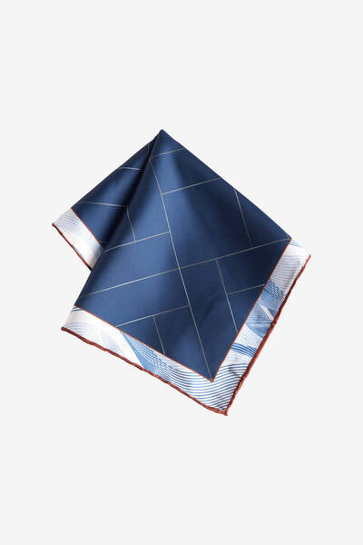 AC&Co / Altınyıldız Classics Men's Navy Blue-White Patterned Handkerchief