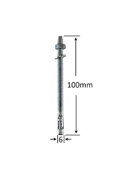 Gray Square Conexpand Anchor With Cylindrical Pin And Clamp M6x100 - 50pcs/box