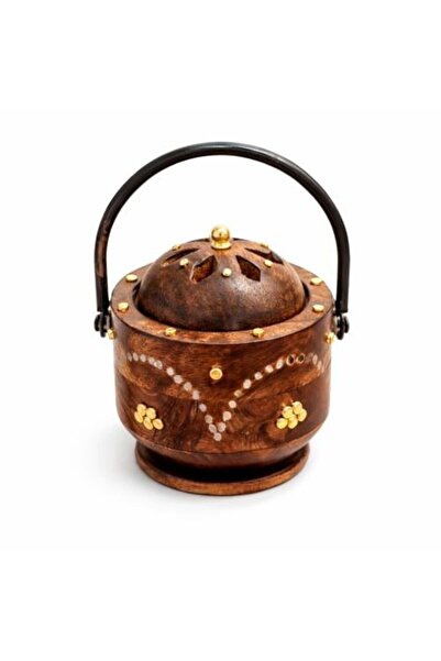 Generis Luxury Wooden Incense Burner with Dome Lid and Metal Handle
