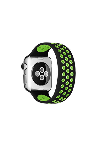 eco port ساعة بحزام سيليكون قابل للتعديل مقاس 38 ملم (ليست ساعة) - أسود-أخضر