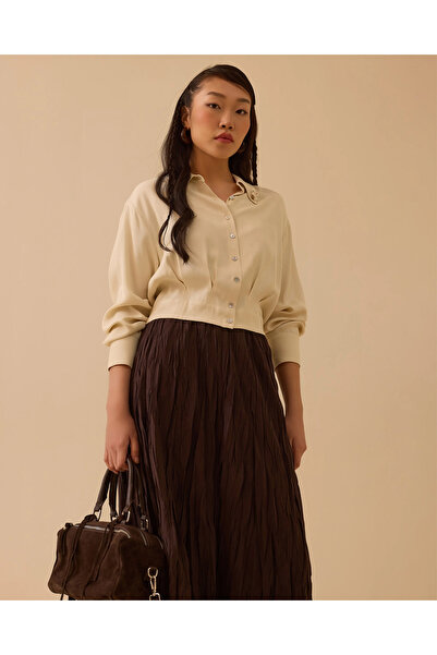 SCL Pile Detaylı Aksesuarlı Bel Boy Gömlek