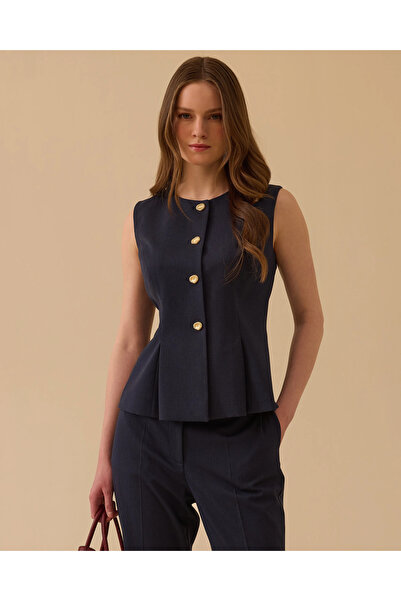 SEÇİL Pile Detaylı Düğmeli Yelek