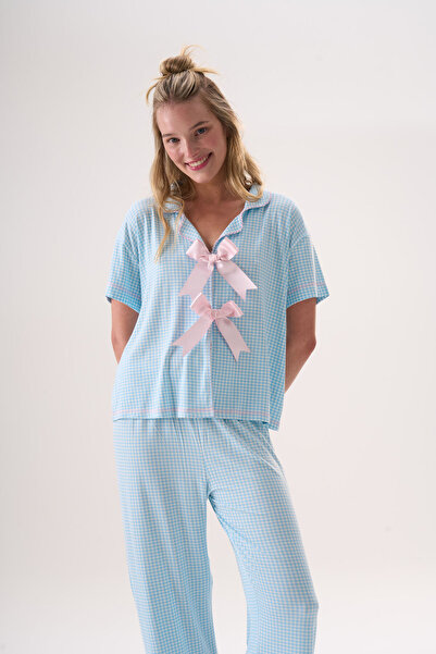 Etoile Σετ σπιτικής ένδυσης με κοντά μανίκια από μπαμπού και λεπτομέρεια κορδ...