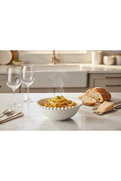 Tognana Ornament Pearl Porcelain Bowl 25.5cm – Elegant Durable Serving Bowl with Pearl Decoration