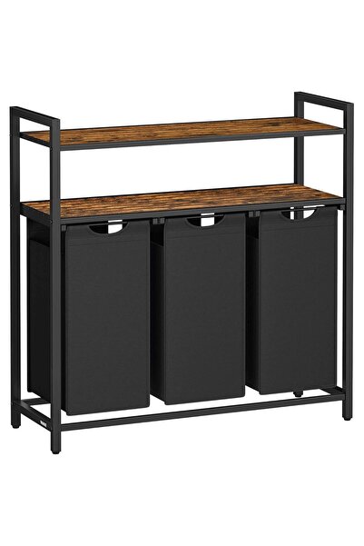 VASAGLE Laundry basket with 3 removable bags, 3x40 liters, 2 shelves, 92x33x9...