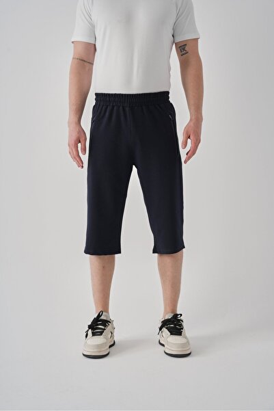 Shooter Sportswear Navy Blue Men's Summer Capri Pants with Zipper Pocket, Com...