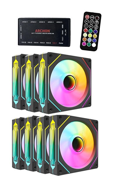Archon SPECTRE PRO ARGB 7x120mm SESSİZ PROFESYONEL KUMANDALI ARGB FAN SETİ