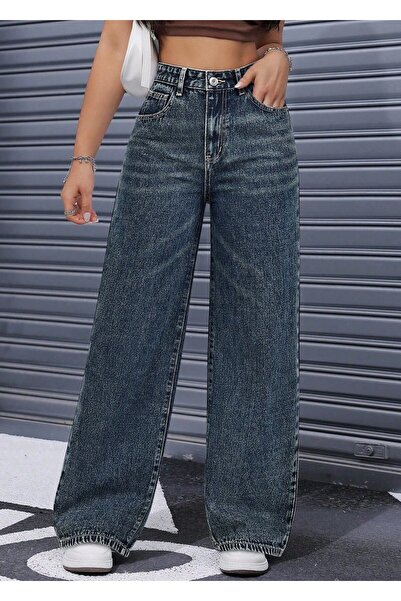 Sun Victoria Women's Jean High Waist Pocket Wide Leg Loose Casual Denim Pants