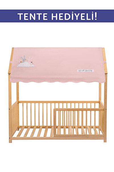 Kukka KMB311 Doğal Ahşap Montessori Karyola – Tente Hediyeli