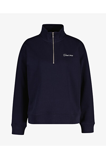 Gant Kadın Lacivert Yarım Fermuarlı Sweatshirt