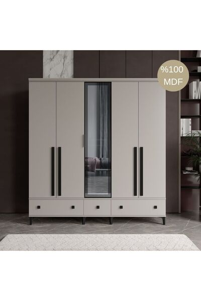 comiet Premium seri MDF 5 kapaklı gardırop