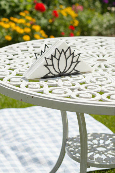 Grandmix Lotus Napkin Holder Black Desktop Napkin Holder 15X15X5 cm Decorative Kitchen and Table Accessory