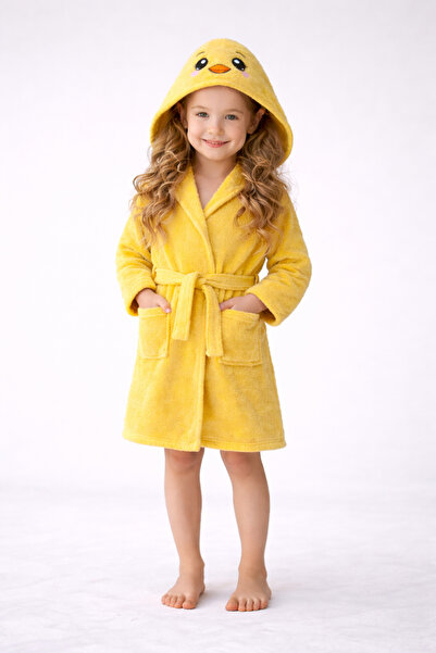 Valezium Yellow Civic Hooded Girls' Bathrobe