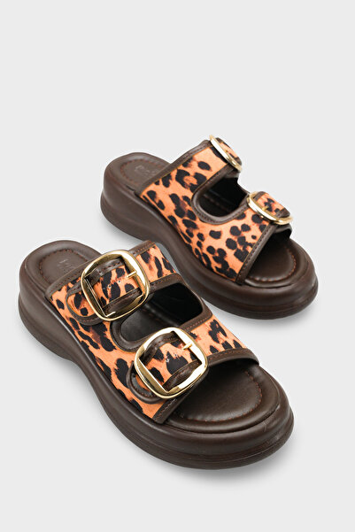 Riccon Tarveidei Women's Slippers 00121020 Brown Leopard