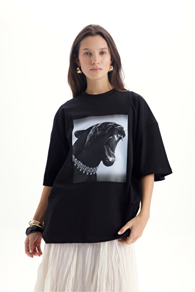 MAI STUDIOS CO. Panthera Oversize Siyah T-Shirt