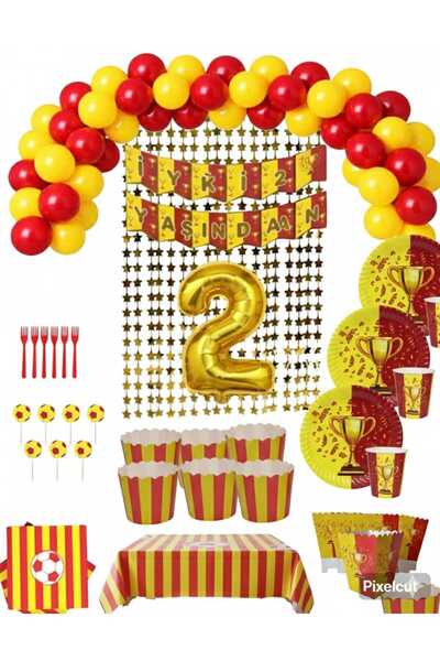 Mehca 16 Person Yellow Red Fan 2 Year Old Birthday Concept