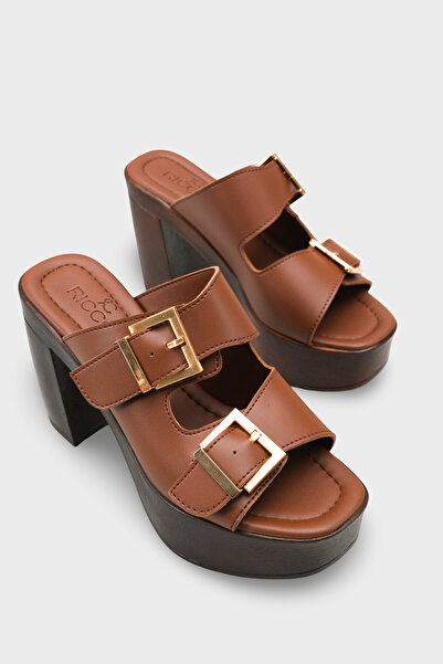 Riccon Women's Heeled Slippers 0012771 Brown Skin