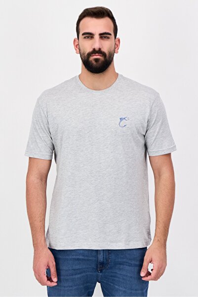 Mountain And Isles by Reel Pro Men Graphic Print Short Sleeve T-Shirt, Grey