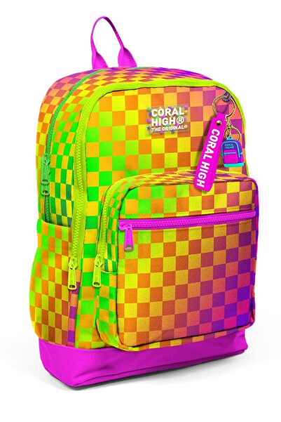 Coral High Kids Colorful Checkerboard Patterned School Backpack 33203