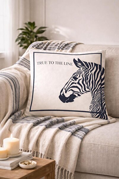 YUVİAS Zebra Desenli Keten Kırlent Kılıfı 43*43