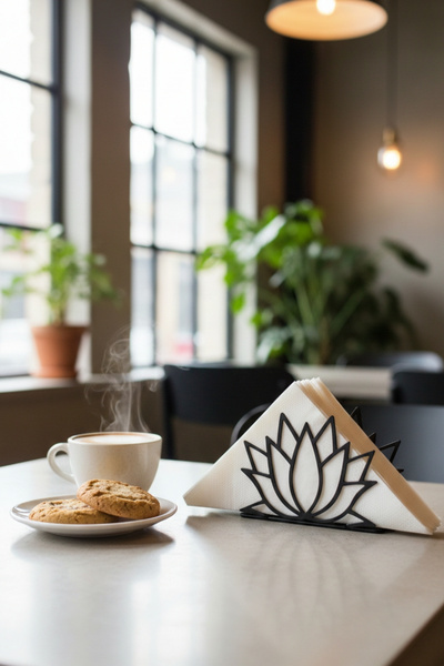 Grandmix Lotus Napkin Holder Black Desktop Napkin Holder 15X15X5 cm Decorativ...