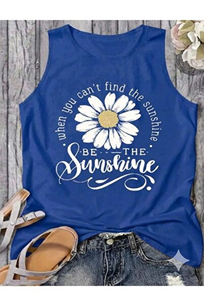 FAVORİST تي شيرت نسائي صيفي بدون أكمام من القطن من BE THE SUNSHİNE
