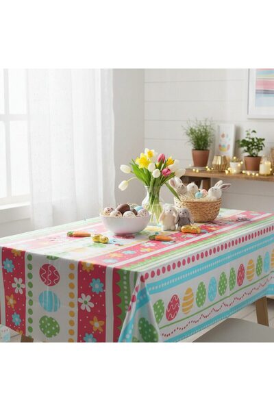 OEM Set of 2 Easter themed tablecloths, plastic material, size 183 x 137 cm, ...