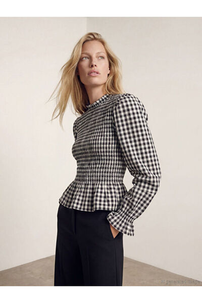 LC Waikiki ESVAB • Modern & Seçkin Hakim Roba Yaka Kareli İşlemeli Balon Koll...